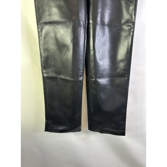 Wilfred Black Faux Vegan Leather High Rise Straight Pants - Picture 4 of 10